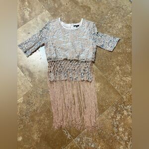 TESORO MODA lace and fringe top